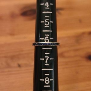 14 K White Gold Blue Sapphire Band